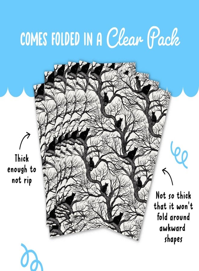 CENTRAL 23 Cat Wrapping Paper - 6 Sheets Of Gift Wrap - Black Cats In Trees - Gothic Spooky Halloween - Fall Wrapping Paper For Men Women - Comes With Stickers - Recyclable - Image 4